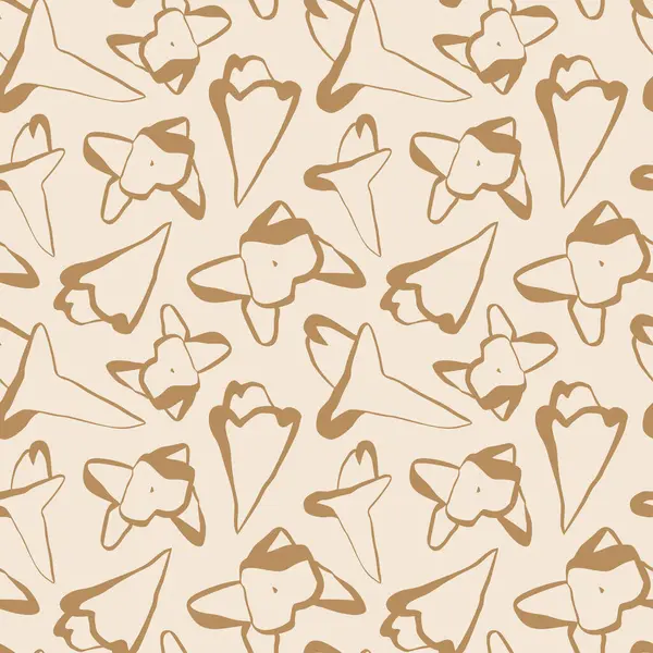 Bej üzerine koyu kahverengi desenli kusursuz çiçek deseni. Mevsimlik hediyeleri paketlemek ya da markalaştırmak için birebir. Vektör illüstrasyonu.