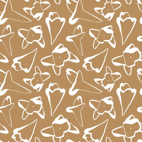 Tarçın kahverengisi üzerine beyaz karanfil işlemiş modern kusursuz botanik deseni. Duvar kağıdı ambalajlama ve damgalama için mükemmel. Vektör illüstrasyonu.