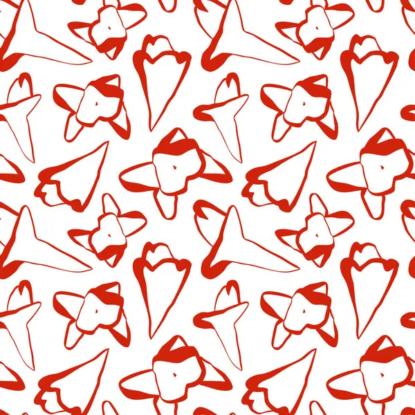 Beyaz üzerine kırmızı karanfil desenli en az kusursuz botanik deseni. Ev yapımı tekstil ve ambalaj kağıtları için harika. Vektör illüstrasyonu.