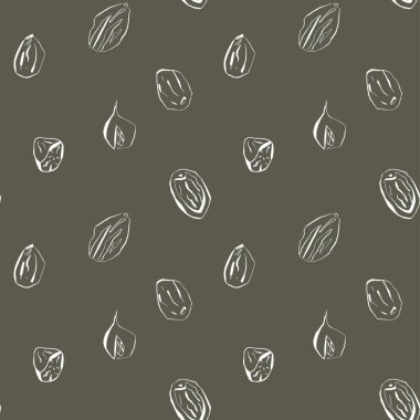 Zarif hindistan cevizi desenli ve kumaş ve kağıt ürünleri paketlemek için arka planda beyaz çizgilerle kesilmiş baharatlar. Vektör illüstrasyonu