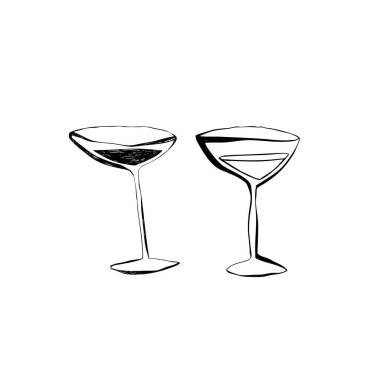 Yapıştırmalar, ev dekorasyonu, boho sanatı ve el işi projeleri için mükemmel iki el çizimi bardak. Vektör illüstrasyonu.