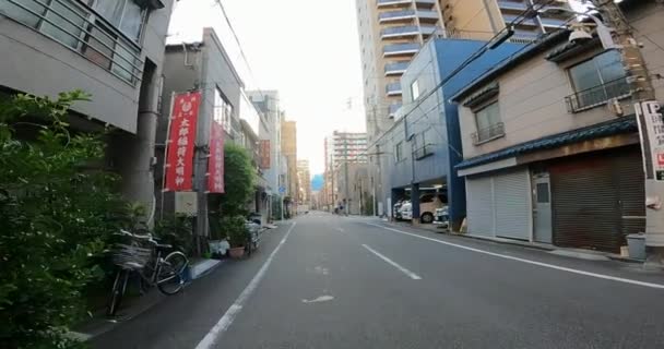 Asakusa Taito Tokio Japan Woonwijk Asakusa Ochtendstraat Het Vroeg Ochtend — Stockvideo