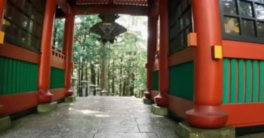 Mitsumine Tapınağı, kırmızı dağ kapısından geçiyor. Mitsumine, Chichibu City, Saitama Bölgesi Mitsumine Tapınağı 'nda bir türbe.