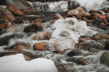 Karlı ve buzlu dağ deresi