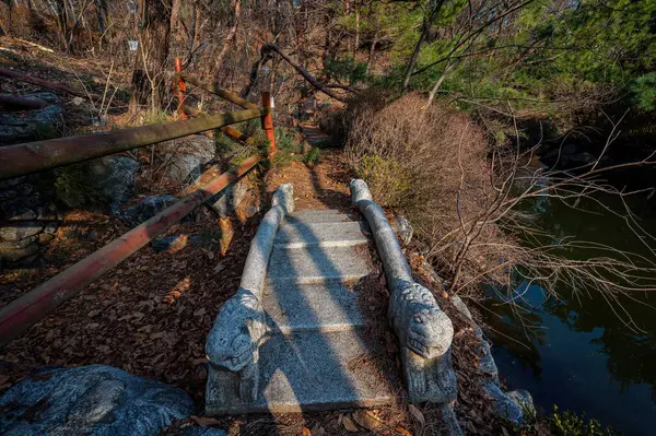 Parktaki eski taş merdiven.