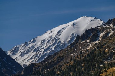 Karlı ve bulutlu dağ manzarası