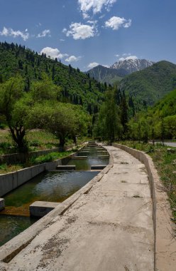 Dağlardaki nehrin güzel manzarası