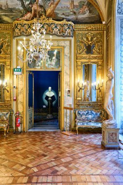 Rome Lazio Italy. The Doria Pamphilj Gallery is a large art collection housed in the Palazzo Doria Pamphilj. Pope Innocent X statue - Date: 03 - 11 - 2023 clipart