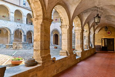 Altomonte Calabria Italy. Santa Maria della Consolazione gothic angevin church. The cloister and the civic museum - Date: 24 - 08 - 2023 clipart