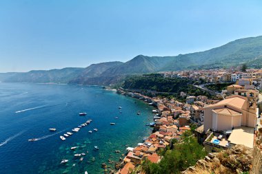 Scilla Calabria Italy. Elevated view of the fishermen village of Chianalea - Date: 27 - 08 - 2023 clipart