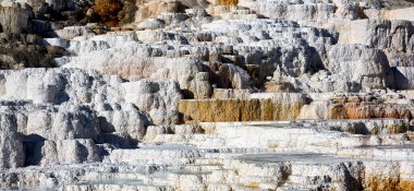 Palette Springs 'de. Mammoth Kaplıcaları 'nda şeytanların parmağı. Yellowstone Ulusal Parkı. Wyoming 'de. ABD. Ağustos 2020 - Tarih: 11 - 08 - 2023