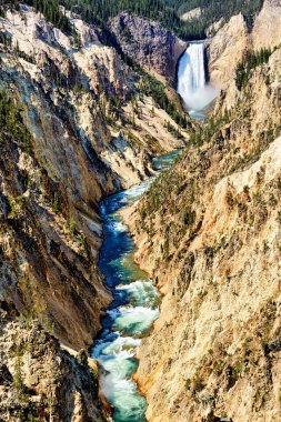 Yellowstone Ulusal Parkı 'ndaki Büyük Kanyon Sanatçı Noktası. Wyoming 'de. ABD. Ağustos 2020 - Tarih: 12 - 08 - 2023