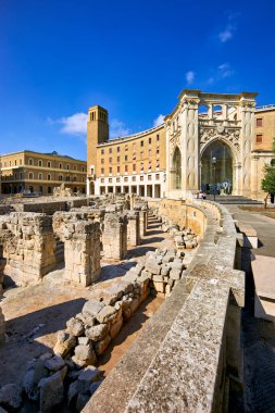 Apulia Puglia Salento İtalya. - Lecce. Roma amfitiyatrosu - Tarih: 28 - 08 - 2023