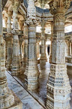 Hindistan Rajasthan. Ranakpur 'daki Jain Eski Tapınakları - Tarih: 12 - 08 - 2023