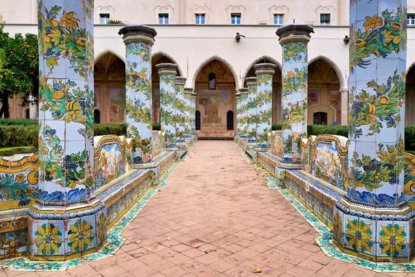 stock image Naples Campania Italy. Santa Chiara Basilica Church. The cloister of the Clarisses - Date: 02 - 01 - 2023