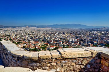 Atina Yunanistan. Akropolis 'in şehir üzerindeki panoramik manzarasından. - Tarih: 07 - 06 - 2023