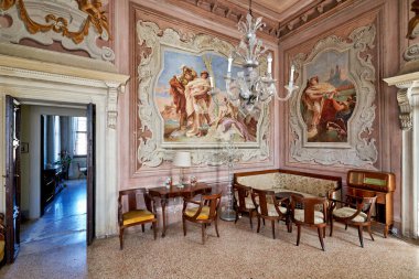 Vicenza Veneto İtalya. Giambattista ve Giandomenico Tiepolo tarafından fresk edilmiş Villa Valmarana ai Nani 'nin iç mekanları - Tarih: 23 - 03 - 2023