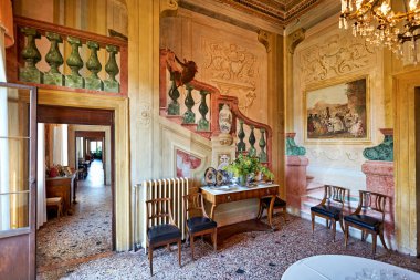 Vicenza Veneto İtalya. Giambattista ve Giandomenico Tiepolo tarafından fresk edilmiş Villa Valmarana ai Nani 'nin iç mekanları - Tarih: 23 - 03 - 2023
