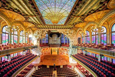 Barselona 'da. Katalonya. İspanya. Palau de la musica catalana konser salonu - Tarih: 31 - 12 - 2023