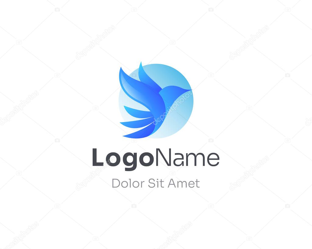 Abstract blue bird logo gradient