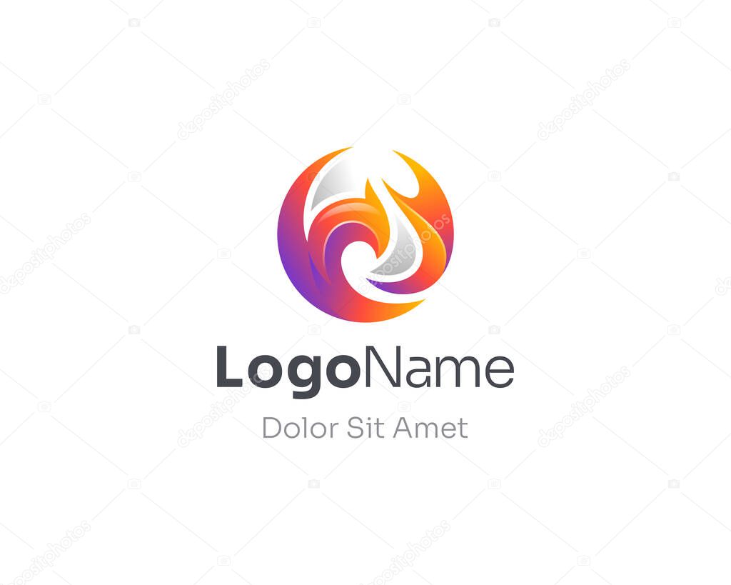 Abstract colorful phoenix logo gradient