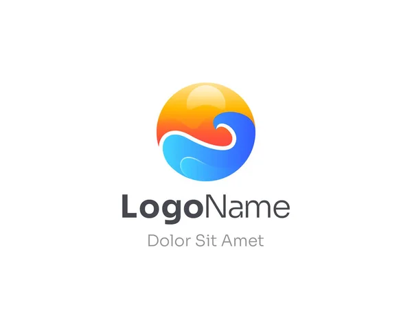 Güneş logosu eğimli soyut dalga