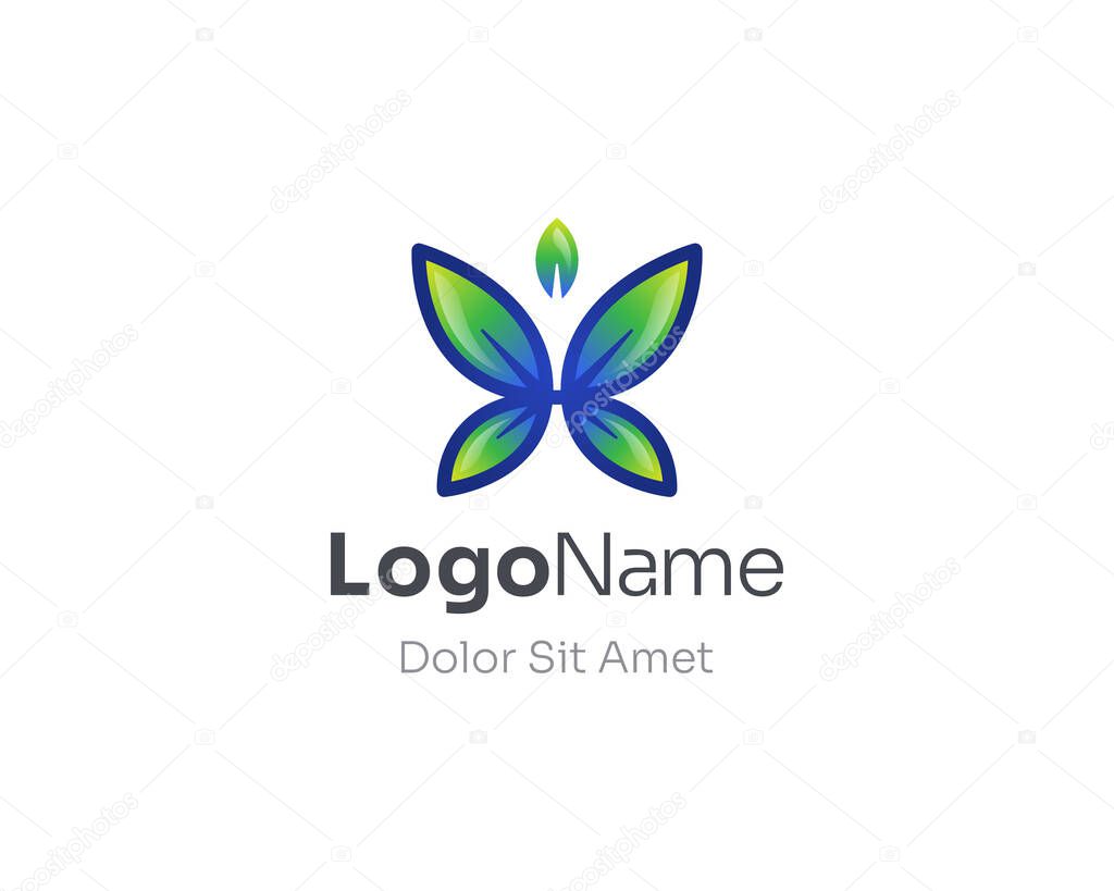 Natural leaf butterfly logo gradient