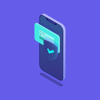 Parola koruması, Data Security 3d izometrik vektör çizimi