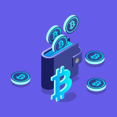 Şifreleme cüzdanı 3d izometrik illüstrasyon