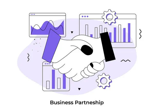 business partnership, Agreement, Contract, Deal, Handshake flat illustration vector template, Welcome gesture, collaboration, agree on business partnership, greeting shake, Businesspeople handshake