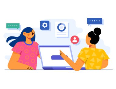 İş planı, iş toplantısı, proje stratejisi, iş adamları, birlikte çalışan iş adamları, takım çalışması, beyin fırtınası, piyasa analizi, Analitik düz vektör çizimi