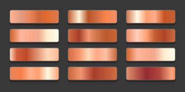  Bronz desenli arka plan seti, kapak, çerçeve, kurdele, bayrak, para, etiket, el ilanı posteri için metalik gradyan renkleri