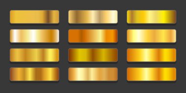 Altın folyo dokusu seti, altın, metalik, bakır, pirinç gradyan renk çizimi