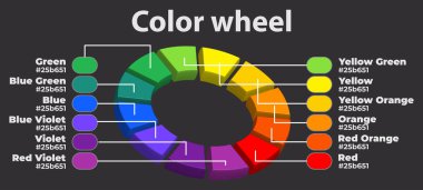 RGB renk kodlu renk tekeri çalışma tablosu