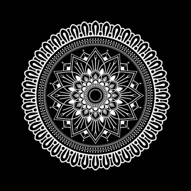 Siyah arkaplanda beyaz mandala