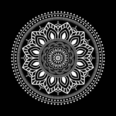 Siyah arkaplanda beyaz mandala