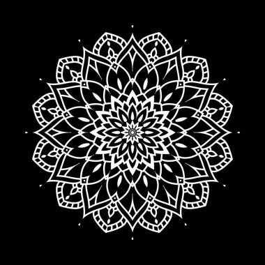 Siyah arkaplanda beyaz mandala