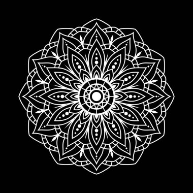 Siyah arkaplanda beyaz mandala