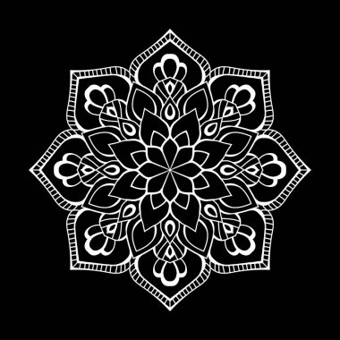 Siyah arkaplanda beyaz mandala