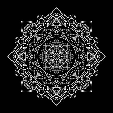 Siyah arkaplanda beyaz mandala