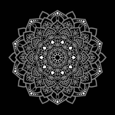 Siyah arkaplanda beyaz mandala