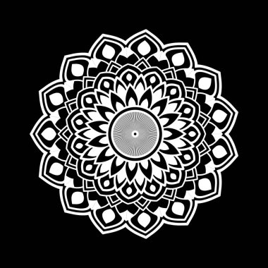 Siyah arkaplanda beyaz mandala