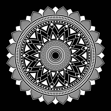 Siyah arkaplanda beyaz mandala