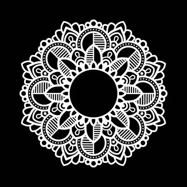 Siyah arkaplanda beyaz mandala