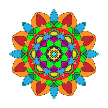 Renkli çiçek mandala vektör şablonu