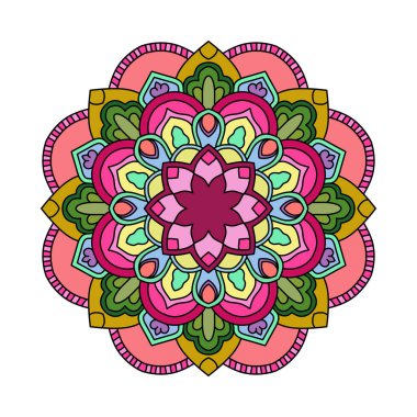 Renkli çiçek mandala vektör şablonu