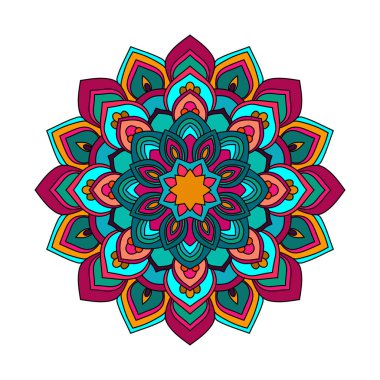 Renkli çiçek mandala vektör şablonu