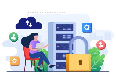 Veritabanı koruması, Siber Güvenlik, Veri Merkezi, Dosya Yönetimi, Bulut Depolama, Gizlilik Veri Koruma İniş sayfası, mobil uygulama, el ilanı, şablon, web pankartı, bilgi grafiği