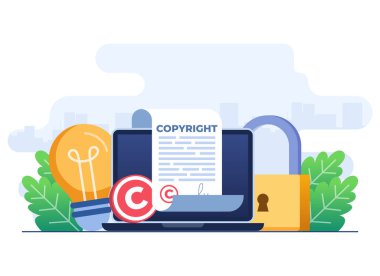 Copyright concept flat illustration vector template, Intellectual property, Copyright, Authorship rights, Online legal document, Patent for creativity clipart