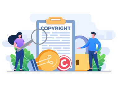 Copyright concept flat illustration vector template, Intellectual property, Copyright, Authorship rights, Legal document, Patent for creativity clipart